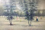 Women and children in woodland by Jean Daumier, oil on canvas, sold Mar 2021