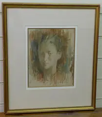 Head study by Bernard Fleetwood-Walker, watercolour, sold Mar 2021