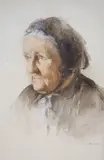 Portrait of an elderly lady, 33 x 23cm by Anne Davidson Muir, watercolour, sold Mar 2021