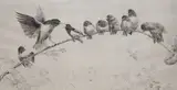 Early Birds by Leonard Robert Brightwell, etching, sold Mar 2021