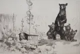 Stop, Look, Listen by Leonard Robert Brightwell, etching, sold Mar 2021