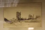 Ruined buildings, Ypres 1917 by Frederick Farrell, etching, sold Mar 2021