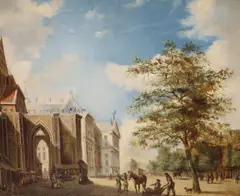 Dutch street scene by J.W. van Trirum, oil on canvas, sold Mar 2021