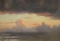 Clouds in sunset, 17 x 24cm by Frederick R. Fitzgerald, oil, sold Mar 2021