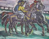 Jockeys at the start by Isaac Païles, oil on canvas, sold Mar 2021