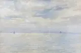 Shipping on a calm sea, 33 x 46cm by Herbert Arthur Finney, watercolour, sold Mar 2021