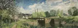 River landscape beside a loch by Frederick Henry Stonham, oil on canvas, sold Mar 2021