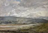 Duddon Sands from Kirkby Moor, 1953, 56 x 76cm sold with a copy of the 1969 Jubilee Exhibition of the works by Claude Muncaster and Oliver Hall by Oliver Hall, oil on canvas, sold Mar 2021