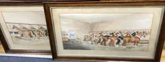 Heavy horses and groom in a stall by Henry William Standing, 1910, watercolor, sold Mar 2021