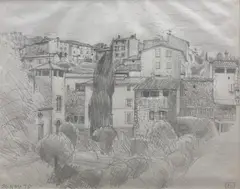 Deyon from below by John Aldridge, pencil, sold Mar 2021
