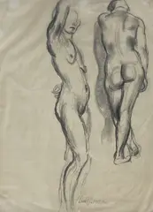Nude studies by Leon Underwood, 1922, pencil, sold Mar 2021