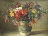 Still life of flowers in a Poole pottery vase by Catherine M. Wood, Wood, sold Feb 2021