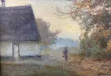 Figure on a country lane by G. Nurod, oil on board, sold Feb 2021