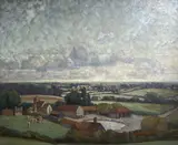 Farm on the South Downs by Ethel L Rawlins, oil on canvas, sold Feb 2021