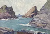 Coastal landscape by Elizabeth Lamorna Kerr, oil on board, sold Feb 2021