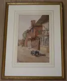 Street scene with old cottage by Edith Giffard Houseman, 1921, watercolour, sold Feb 2021