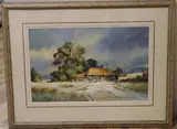 Sunlight on the cornfields, Sussex by Denis Pannett, watercolour, sold Feb 2021