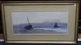 Fishing boats along the coast at daybreak by Carleton Grant, 1892, watercolour, sold Feb 2021