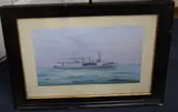 English warship at sea, 20 x 31cm by Vincenzo d'Esposito, gouache, sold Feb 2021