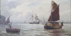 Pool of London by Gustav de Breanski, oil on board, sold Jan 2021