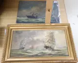Sailing ships at sea by Max Parsons A.R.C.A., oil on board, sold Jan 2021