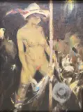 The Pole Dancer by Ken Moroney, oil on card, sold Jan 2021