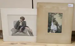 Portrait of a young boy perched on the arm of a chair and by H. W. G. Betteridge, pencil and watercolour, sold Jan 2021