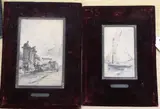 Study of a French street scene and another of a sailing boat by Antoine Vollon, pastel and pastel, sold Jan 2021