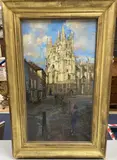 Children before a cathedral, 66 x 36cm by Peter Kuhfeld, oil on board, sold Jan 2021