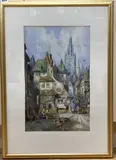 Continental town scene (probably Rouen) by Charles James Keats, watercolour, sold Jan 2021