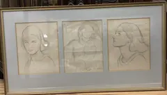 Studies of a young lady, inscribed and dated 1933, 26 x 20cm by William Rothenstein, 1933, pencil, sold Jan 2021