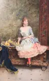 Untitled by Alonso Perez, oil on panel, sold Dec 2020