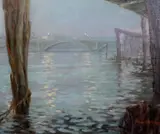 Hampton Court Bridge' signed 20 x 24in by Aileen Eagleton, oil on canvas, sold Dec 2020