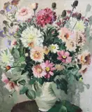 Late Summer Flowers II' signed 22.5 x 18.5in by Edward Wesson, oil, sold Dec 2020