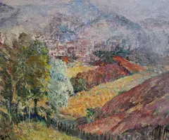 Royal Instituted of Oil Painters by Gerald Moira, Oil Painters Exhibition label verso, sold Dec 2020