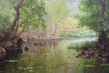 Golden Summer's Day' signed 23.5 x 31.75in by Charles Edmond Rene-His, 1996, oil on canvas, sold Dec 2020