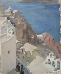 5 x 14.5in by André Chochon, oil on canvas, sold Dec 2020