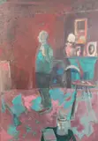 Self portrait, February 84' signed, titled and dated verso 47.5 x 35.5in by Harold Mockford, oil on board, sold Dec 2020
