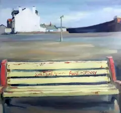 The Braes, Saltcoats' signed, 1978 Royal Scottish Academy exhibition label verso 24 x 26in by James Fullerton, oil on canvas, sold Dec 2020