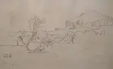 Cefalu' inscribed and dated 8th July 1847 and numbered 226, Spink & Son Ltd label verso 8 x 12.75in by Edward Lear, ink and pencil, sold Dec 2020