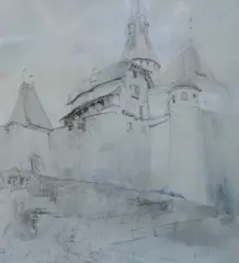 Heightened with by John Ruskin, 1969, watercolour, sold Dec 2020