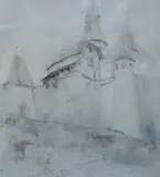 Heightened with by John Ruskin, 1969, watercolour, sold Dec 2020