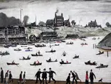 Crime Lake' signed in pencil and blind stamped 19 x 24in by L. S. Lowry, print, sold Dec 2020