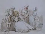 The Morning Dram' signed and dated 1813/15 7 x 9in by Thomas Rowlandson, 1813, ink and wash, sold Dec 2020