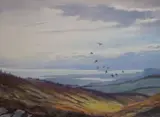 Throwing up from the stoop, the Tay estuary, Fotheringham' signed 22 x 30in by Philip Rickman, watercolour, sold Dec 2020