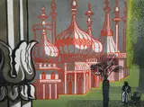 The Royal Pavilion' signed in pencil, titled and numbered 27/40 18.5 x 24.5in by Edward Bawden, linocut, sold Dec 2020