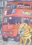 The Bus by Rupert Shephard, linocut, sold Dec 2020