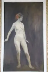 Standing female nude by Haydn Reynolds Mackey, oil on board, sold Nov 2020