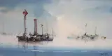 Calm Mooring by Jorge Aquilar-Agon, oil on canvas, sold Nov 2020