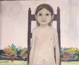 Child on a chair by Alistair Grant, oil on board, sold Nov 2020